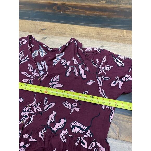 Sonoma 3/4 Sleeve Button Front Maxi Dress Plum Mauve Floral Plus Size 3X - Picture 9 of 12